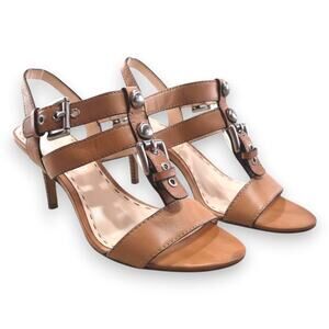 Coach Robin Tan Leather Buckle Sandals Size 6 Strappy Designer Stiletto Heels